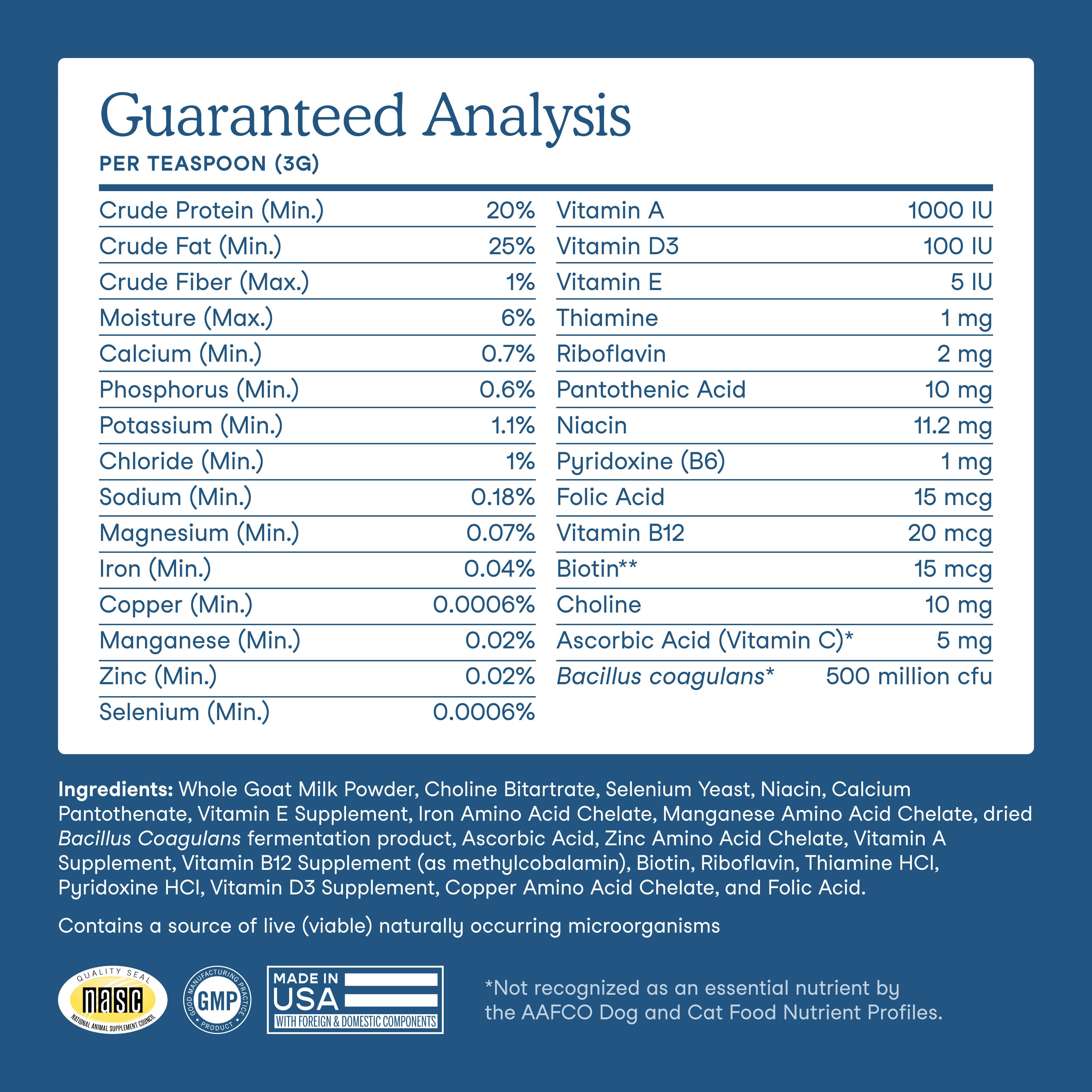 Multivitamin Goat Milk Topper